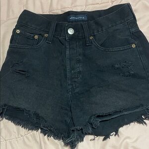 Aeropostale Charcoal Distressed Jean Shorts